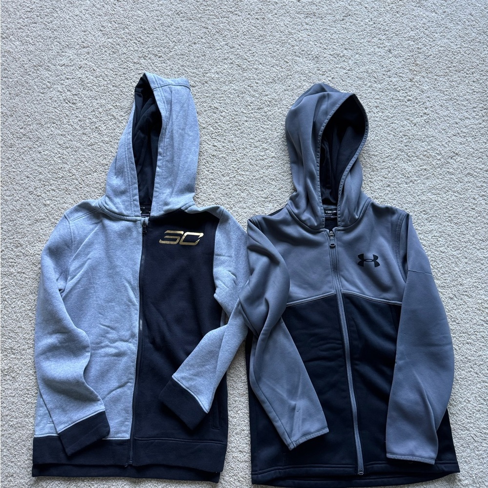 Under Armour Kids' Gray and Black Zip up Hoodies (2)